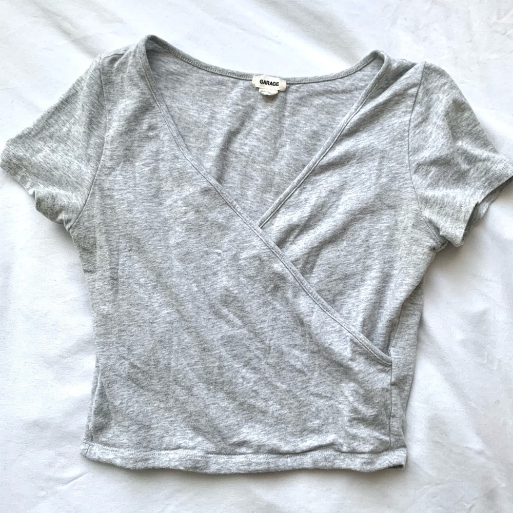 ✨Light Grey Cropped Wrap Tiny T-Shirt